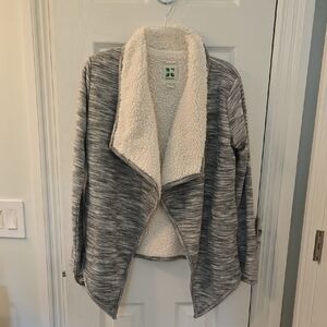 EUC GreenTea Gray and Cream Open Front Cardigan (#15)